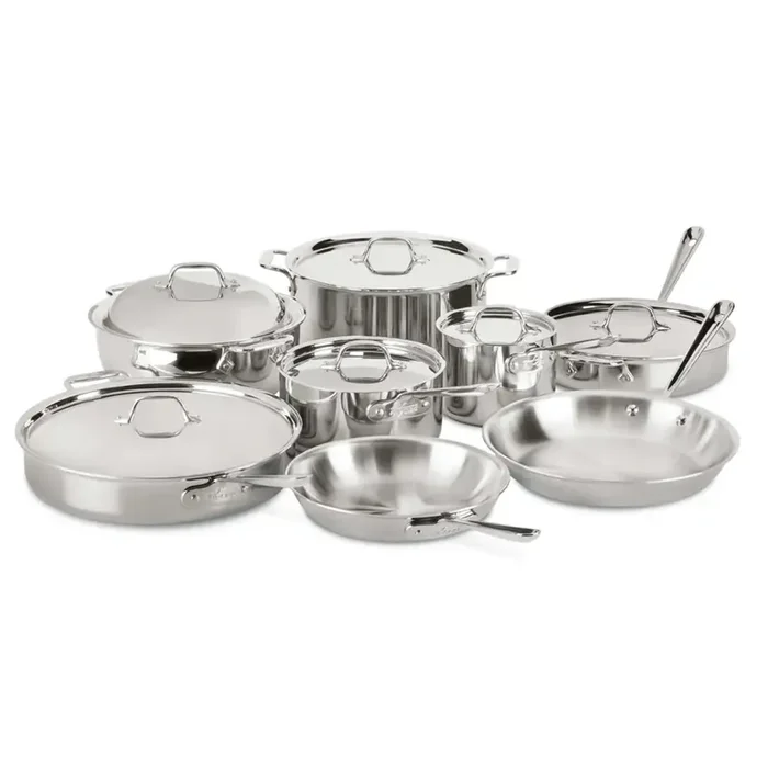 All-Clad d3 Stainless Steel 14 Piece Cookware Set with Straight Edge