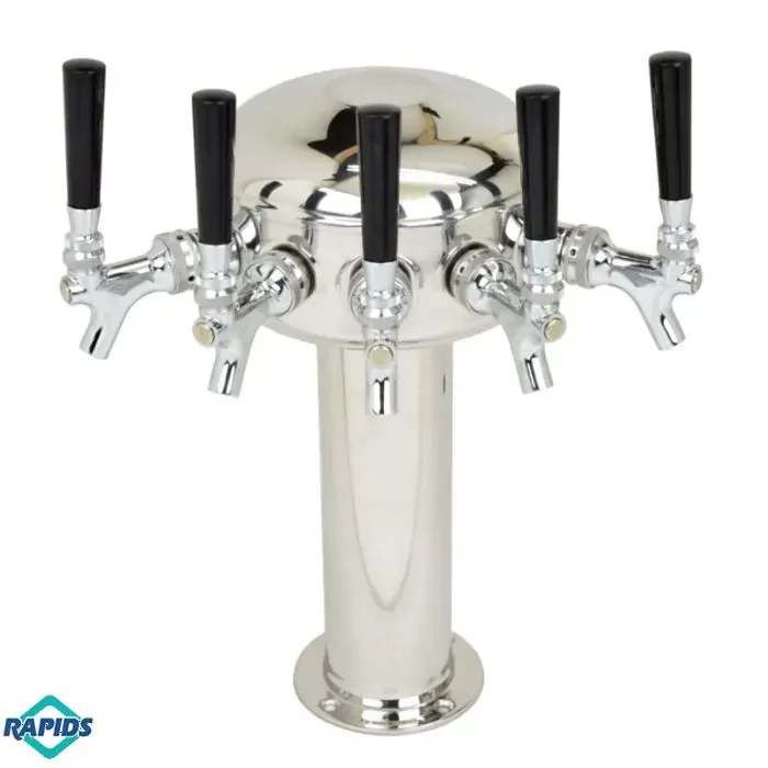 American Beverage 5 Faucet Mini Mushroom Tower, 3″ Column