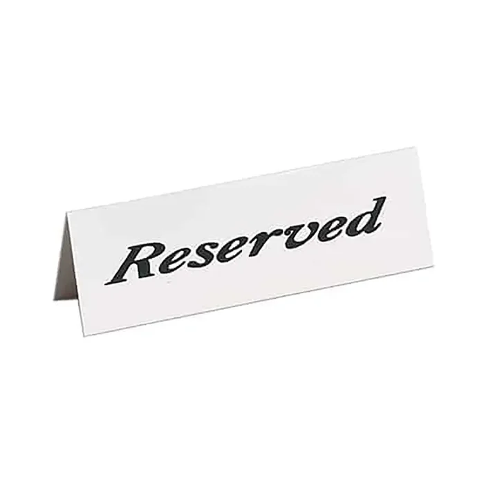 American Metalcraft 2600 White / Black Reserved 6 x 2″ Table Sign