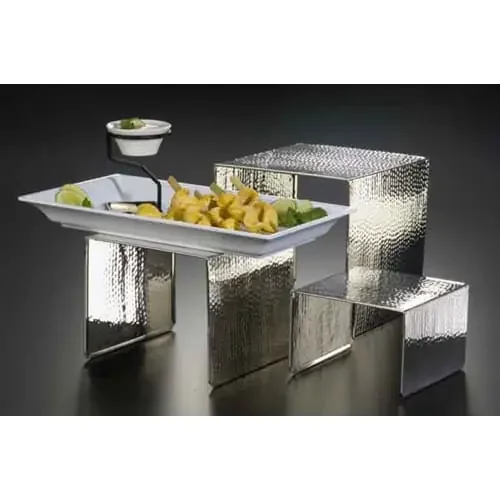 American Metalcraft RSH1 Hammered S/S 3-Piece Riser Set