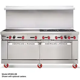 American Range AR-12-LP 72″ 12 Burner Liquid Propane Gas Heavy-Duty Restaurant Range with 2 Ovens – 454,000 BTU