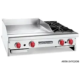 American Range AR36-24TG2OB 36″ Thermostatic Griddle with 2 Open Burners