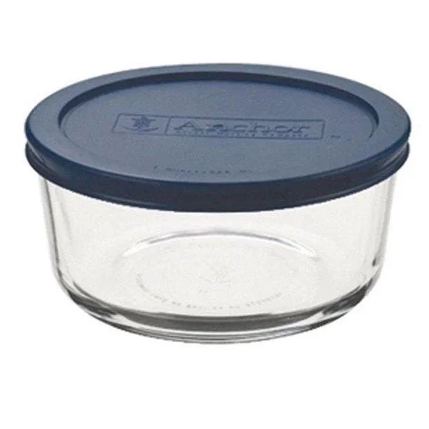 Anchor Hocking Round Storage Bowl with Lid in Blue