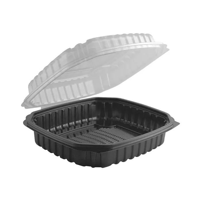 Anchor Packaging 4660911 Black/Clear Hinged 9 x 9 Container – 120 / CS