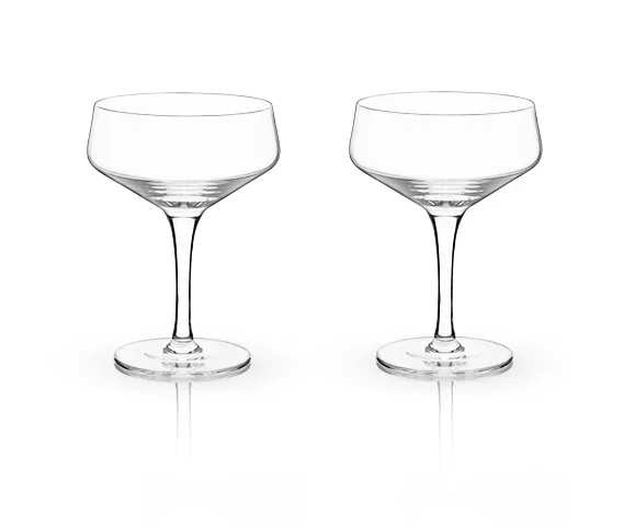 Angled Crystal Coupe Glasses, Set of 2
