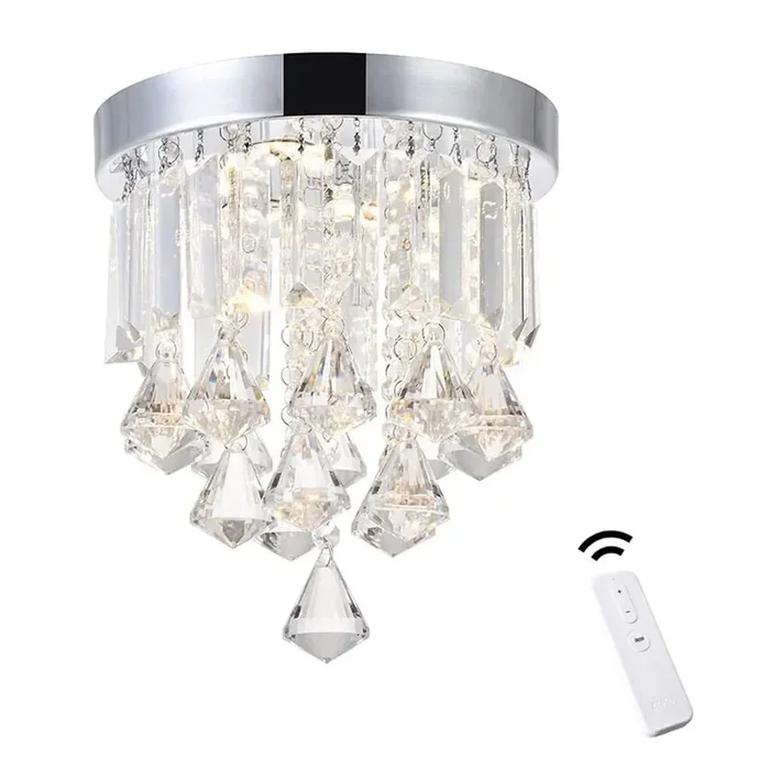 ANKEE Modern LED Flush Mount Ceiling Light – Smart Contemporary Ceiling Crystal Chandeliers, Work with Alexa and Google Assistant (8.7″ D)