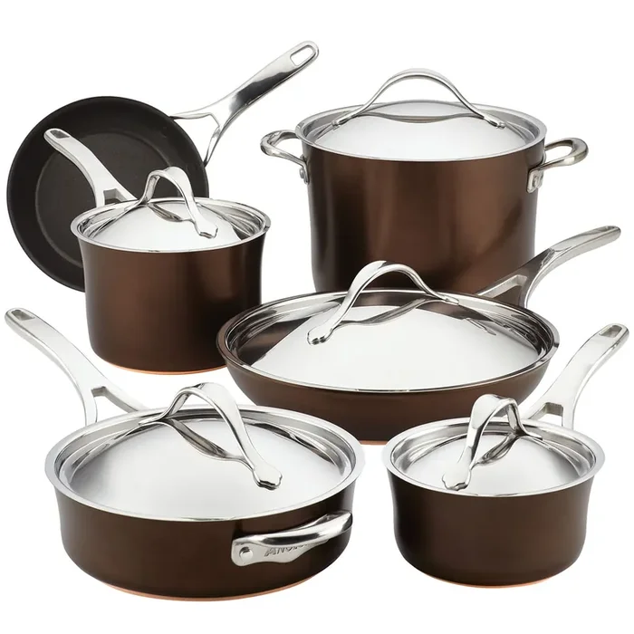 Anolon Nouvelle Copper Luxe 11-Piece Cookware Set – Sable