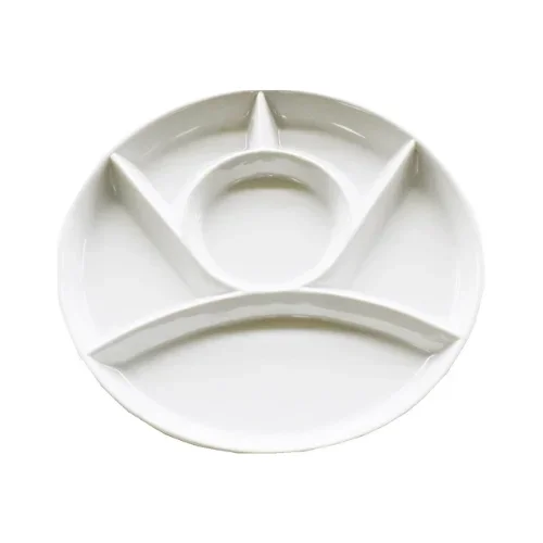 Assiette à fondue 6 sections Blanche 9.25″