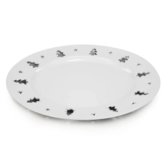 Assiette Blanche avec motif de sapins