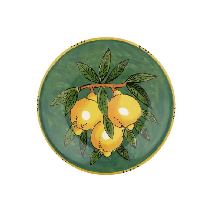 Assiette verte avec citrons 20 cm