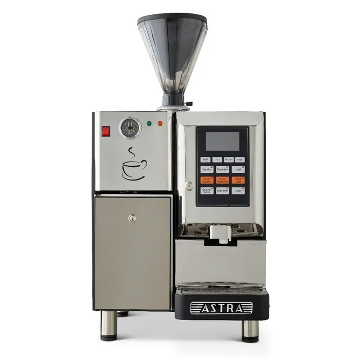 Astra SM-222-1 110V Double Hopper Espresso Machine with Refrigerator