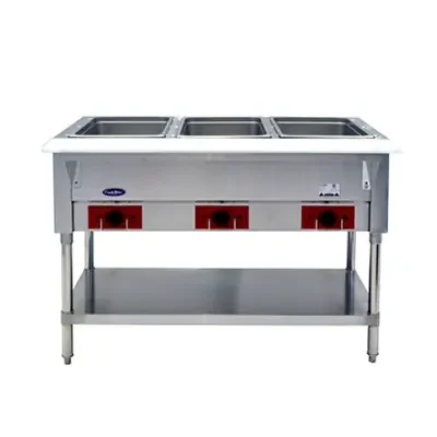 Atosa CookRite CSTEA-3C 44″ Three Open Well Electric Steam Table with Undershelf, 15.5 Cu/Ft.