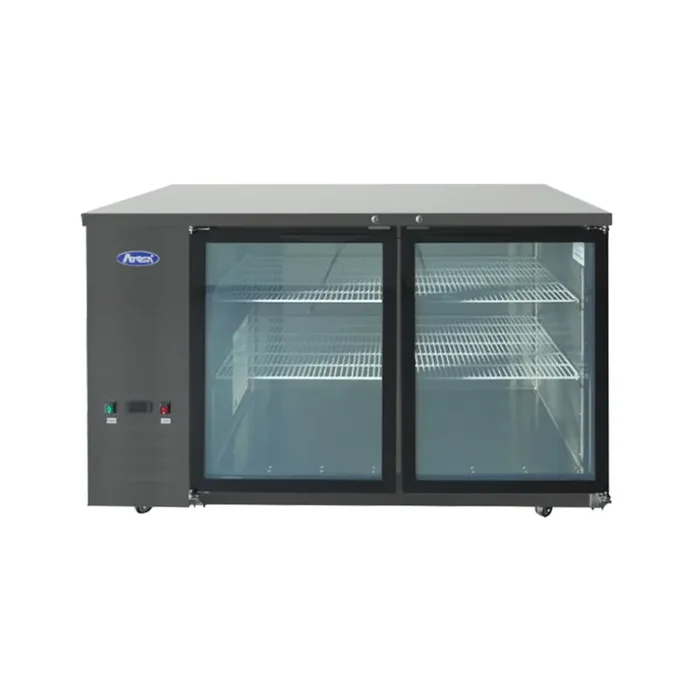 Atosa SBB59GGRAUS2 Black 57.75″W Glass Door Shallow Depth Back Bar Cooler