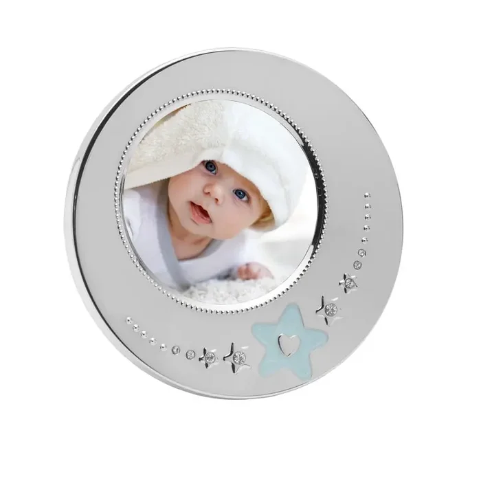 Baby Blue Star Nickelplate Round Frame