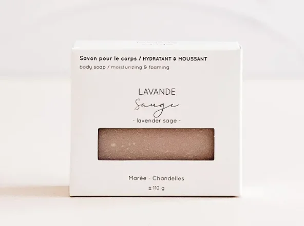 Barre de savon pour le corps Lavande sauge 112g – Marée Chandelles
