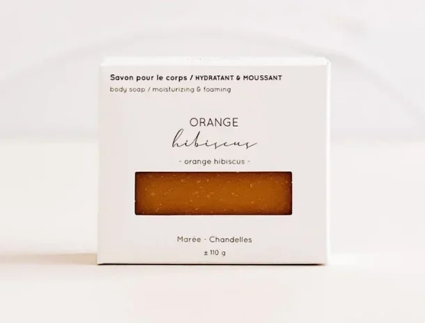 Barre de savon pour le corps Orange hibiscus 112g – Marée Chandelles
