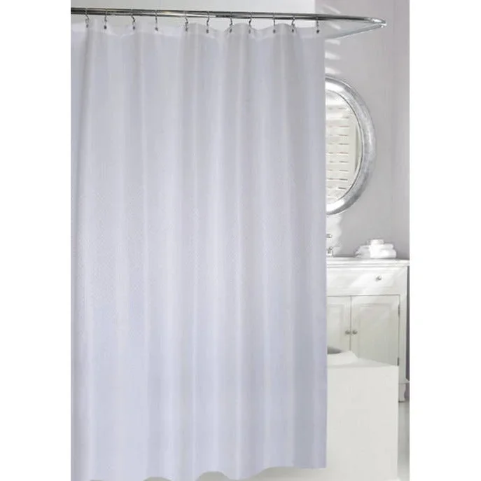 Basketweave White Shower Curtain