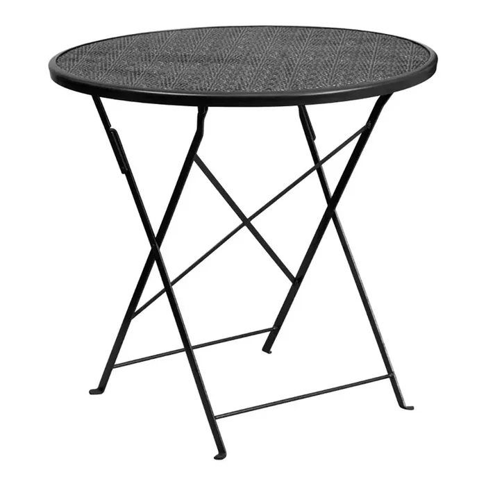 Belnick CO-4-BK-GG Oia Black Steel 30″ Patio Folding Table