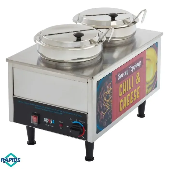 Benchmark 51072A Chili and Cheese Warmer Dual Well 7 Qt Pots