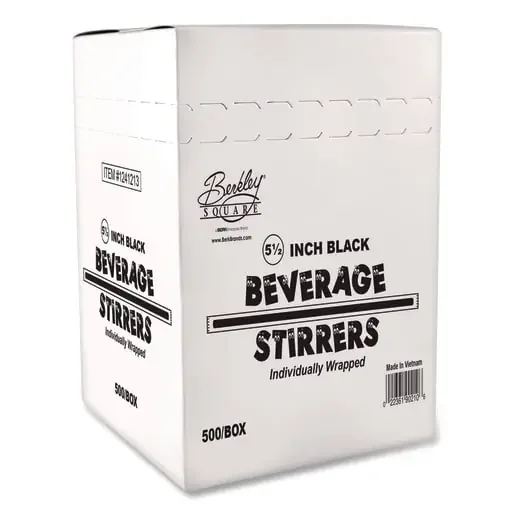 Berkley Square BEKBEP90209 Wrapped Polypropylene Stirrers, 5.5″, Black, 500/Box