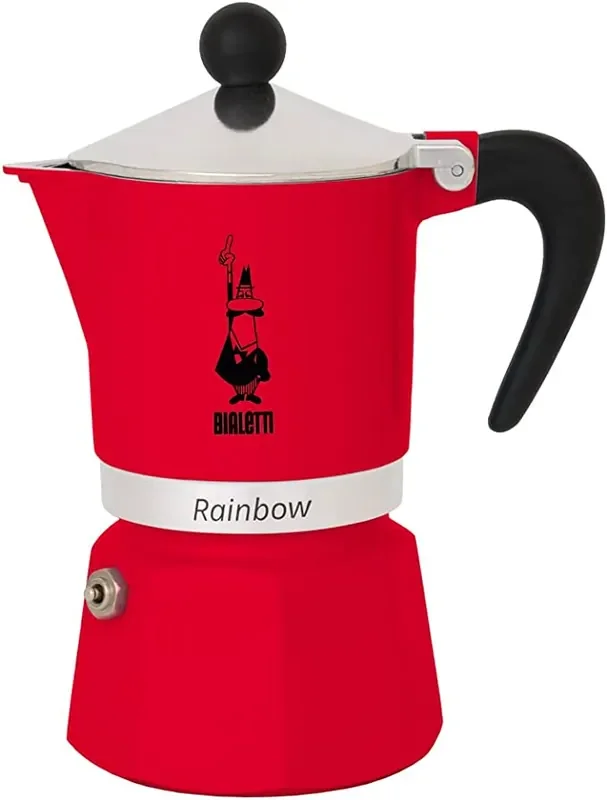 Bialetti Moka Express Rainbow Stovetop Espresso Maker 6 Cups – Red