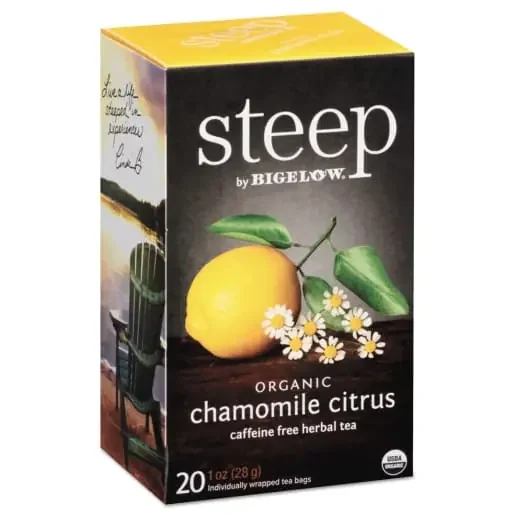 Bigelow BTC17707 Steep Tea, Chamomile Citrus Herbal, 1 Oz Tea Bag, 20/box