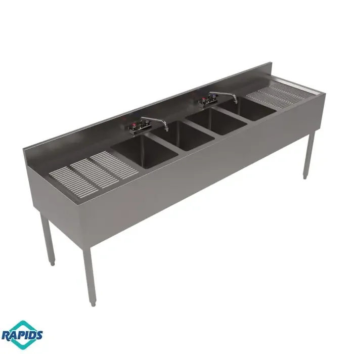 BK Resources UB4-21-484TS Four Compartment Underbar Sink, 84″ W