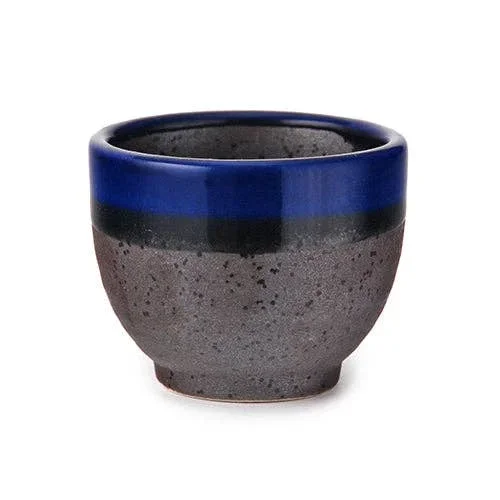 Black Matte and Blue Glazed 2oz Sake Ochoko Cup