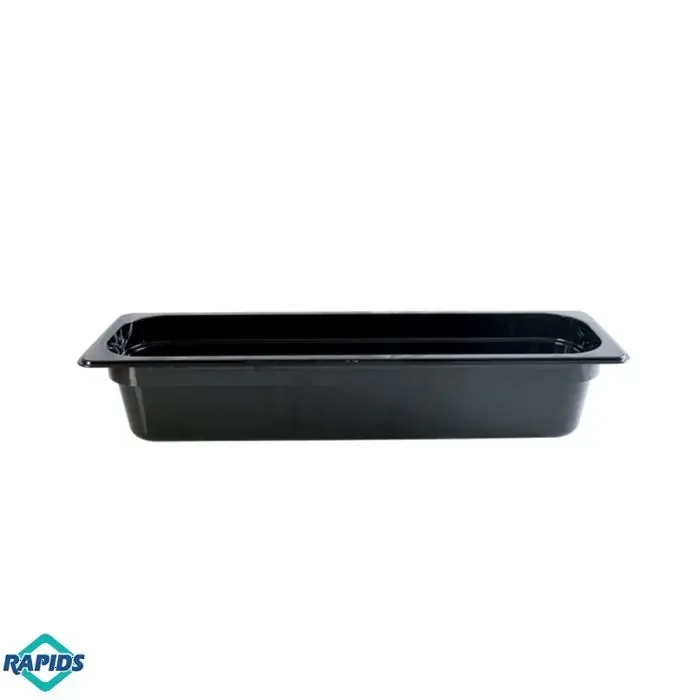Black Polycarbonate Food Pan, 1/2 Size Long, 4″D