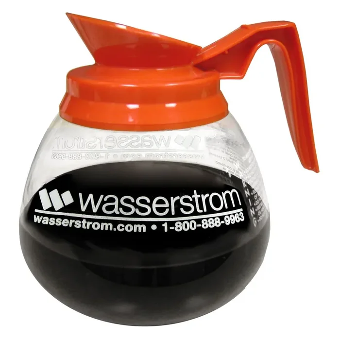 Bloomfield 4H-DCF15388O24 Orange 64 Oz. Glass Pot w/ Wasserstrom Logo