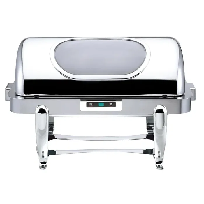 Bon Chef 16040CH Chrome 9 Quart Rectangle Chafer with Roman Legs