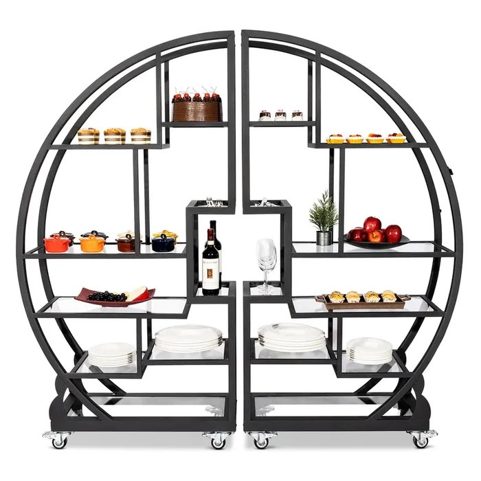 Bon Chef 2970-NERO Circular 2-Pc Mobile Buffet Tower Set