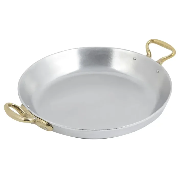 Bon Chef 5100 PEWTER Aluminum 84 Oz. Paella Dish w/ Brass Handles