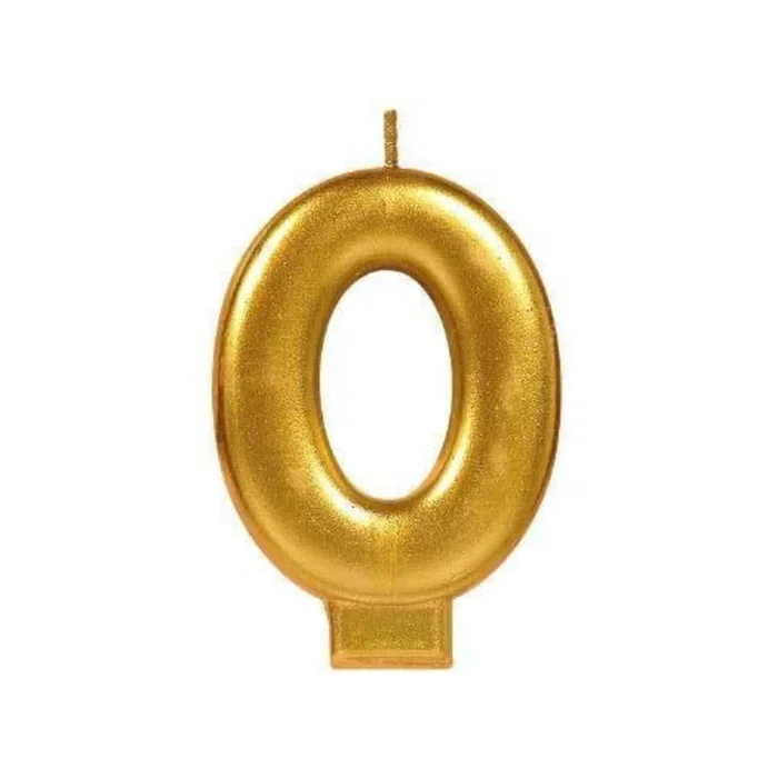 Bougie métallique Or chiffre 0