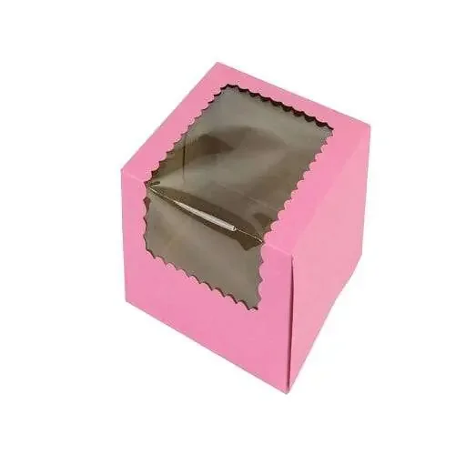 BOXIT CORPORATION 7X7X4 CUPCAKE/BAKERY BOX, 4 CUP, STRAWBERRY WINDOW 200/CS