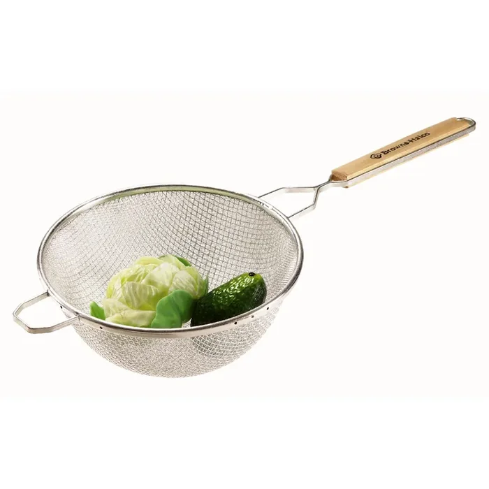 Browne Foodservice 8098 8 In. Double Mesh Strainer with 6.5 In. Handle