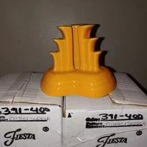 BUTTERSCOTCH PYRAMID CANDLE HOLDER PAIR ~ NIB # Set Contemporary Fiesta Ware