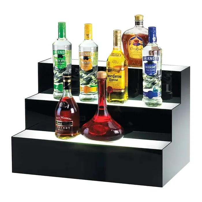 Cal-Mil 1269 Acrylic Stair 3-Tier Bottle Riser with LED