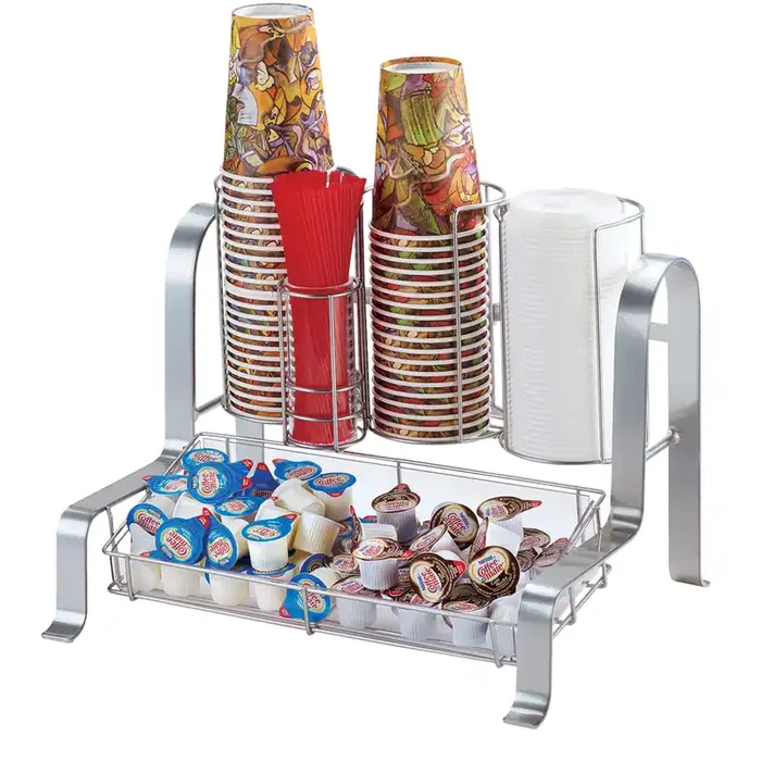 Cal-Mil 1594-74 Silver Soho Condiment and Cup Organizer