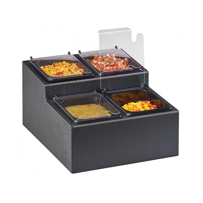Cal-Mil 3687-13 Black Plastic 4-Section Condiment Station