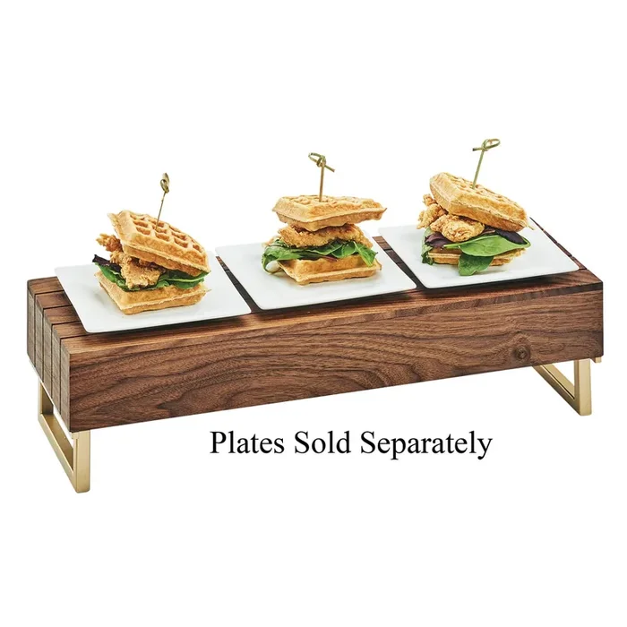 Cal-Mil 3724-46 Mid-Century Wood & Brass Reversible Riser
