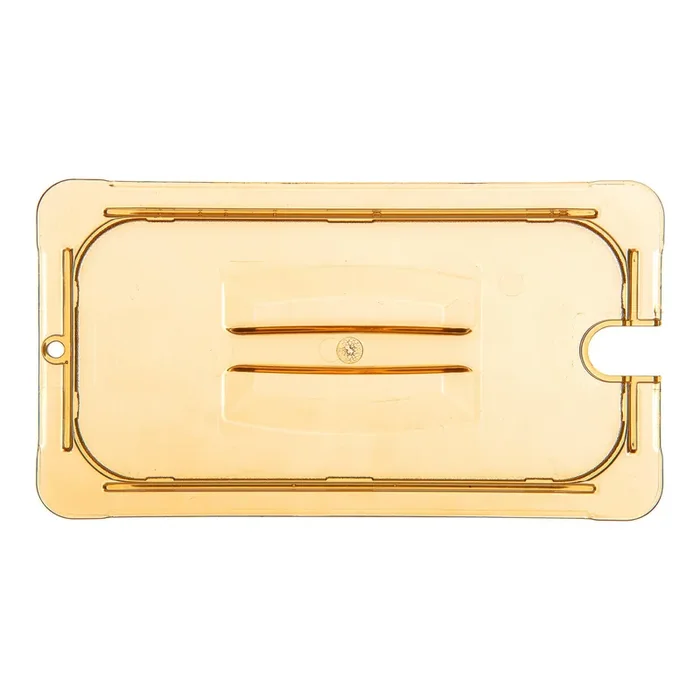 Carlisle 10471U13 StorPlus 1/3 Amber Handled and Notched Smart Lid