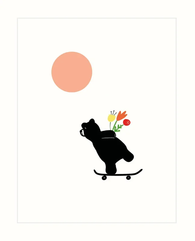 Carte de souhait Ourson et fleurs