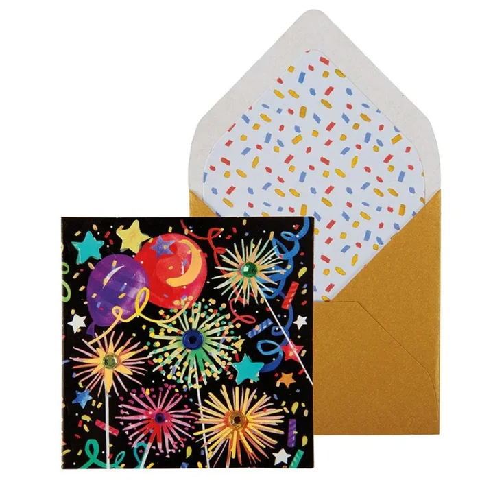 Carte de souhaits Ballons et feux d’artifice