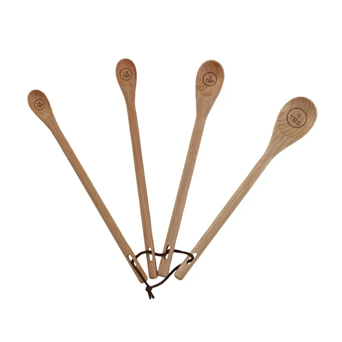 Carved Beech Wood Measuring Spoons Set-4