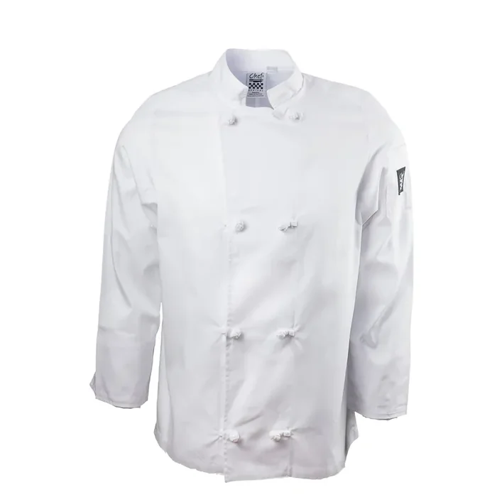 Chef Revival J050-S White Small Crew Jacket With Cloth Knot Buttons