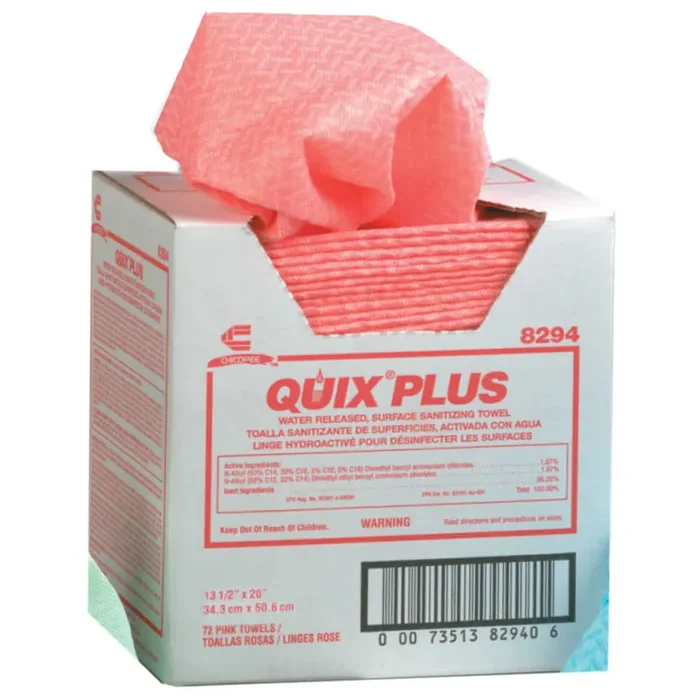 Chicopee 8294 Quix® Plus Pink Sanitizing Towels – 72 / CS