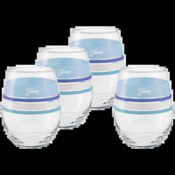 Coastal Blues 15 oz. Edgeline Stemless Wine – Set of 4