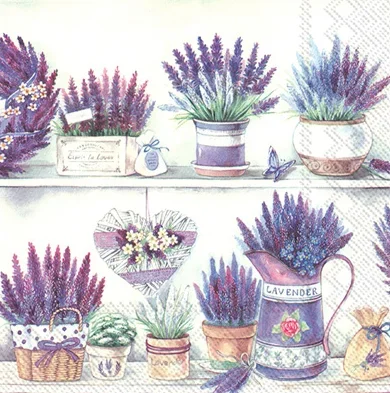 Cocktail Napkins Lavender Pots