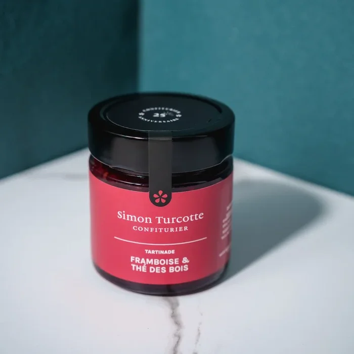 Confiture framboise et thé des bois 212 ml – Simon Turcotte Confiturier